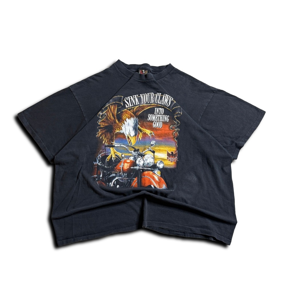 90s Oversized Black‎ 3D Emblem Texoma Harley Davidson Cycle Tee